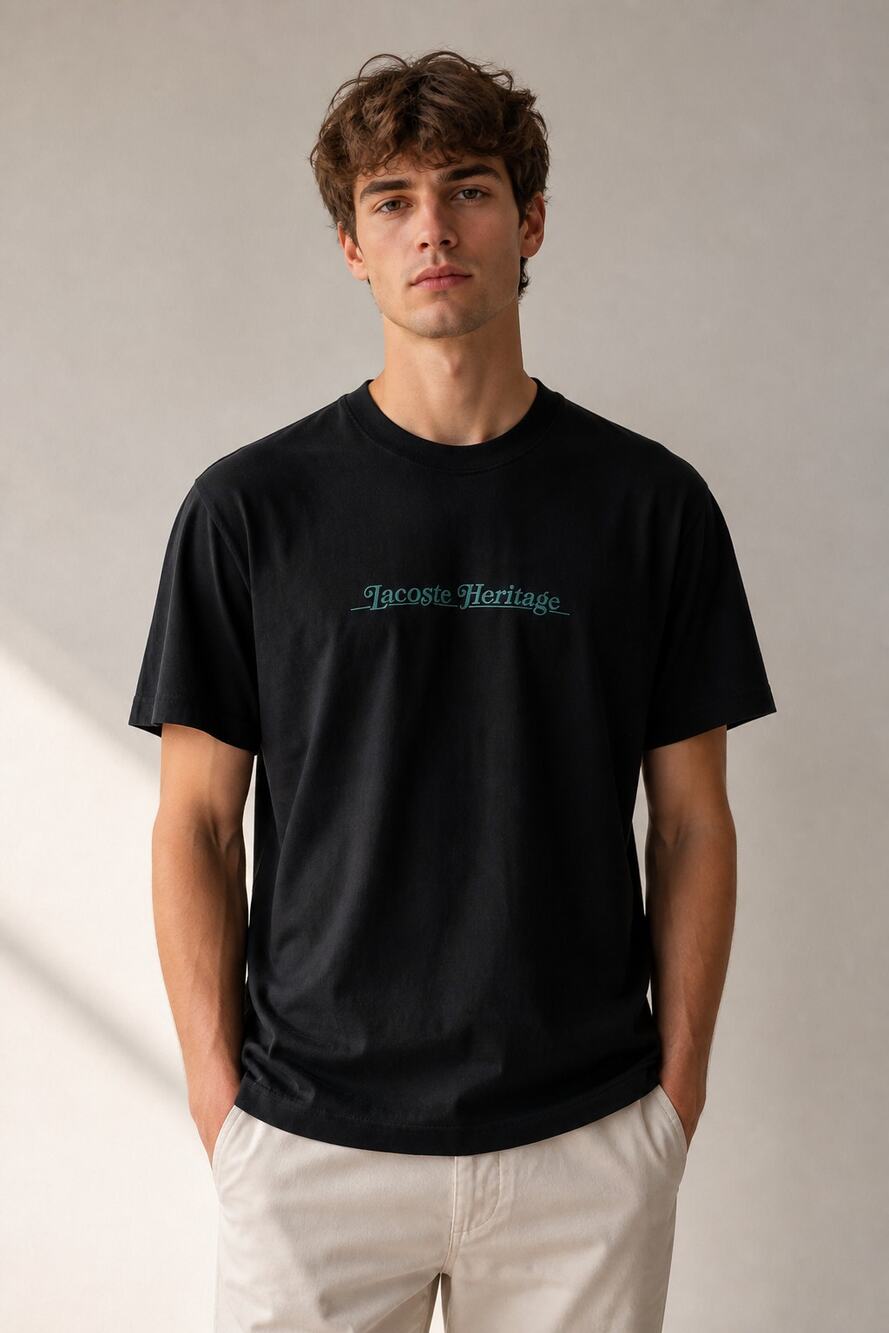Lacoste Classic Fit Black Graphic T-Shirt US L